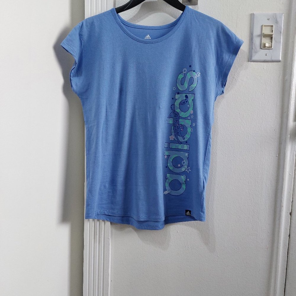 Kids Adidas Regular Fit Coupe Standard Blue Tshirt Size 16 BLUE XL
